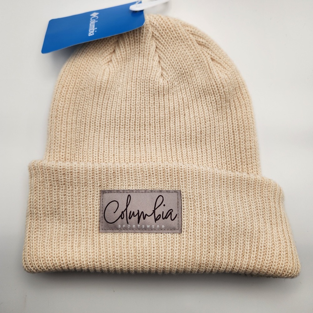 Columbia Lost Lager II Beanie Hat One Size Beige Brand New Cuffed Knit